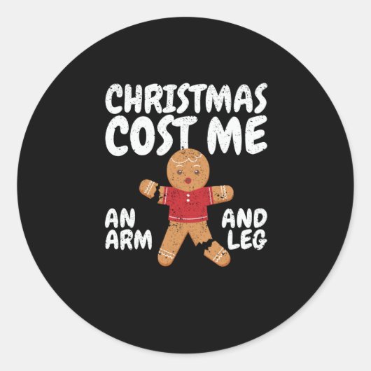Sticker Rond Noël m'a coûté un bras et une jambe (Devant)