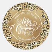 Sticker Rond Noël Maison de vacances Cuisine Leopard (Devant)