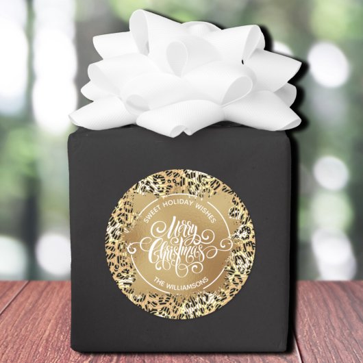 Sticker Rond Noël Maison de vacances Cuisine Leopard