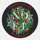 Sticker Rond Noël maison NOEL Holly Berries (Devant)