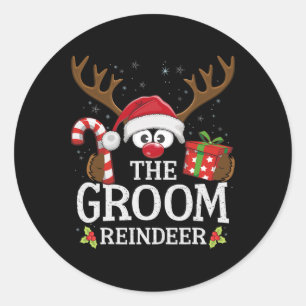 Sticker Rond Noël Marié assorti Renne Famille