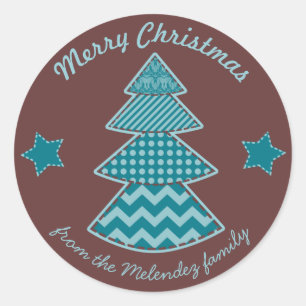 Sticker Rond Noël Maroon Aqua Turquoise