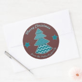 Sticker Rond Noël Maroon Aqua Turquoise (Enveloppe)