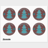Sticker Rond Noël Maroon Aqua Turquoise (Feuille)