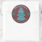 Sticker Rond Noël Maroon Aqua Turquoise (Sac)