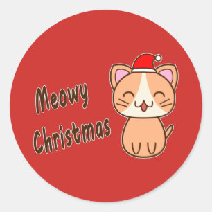 Sticker Rond Noël Meowy
