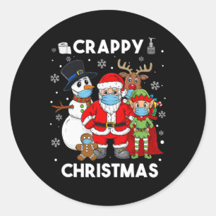 Sticker Rond Noël Merde Père Noël et amis Fun Boys Enfants X