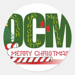 STICKER ROND NOËL MERRY DCM - MÉDECIN CHIROPRATIQUE MÉDECINE