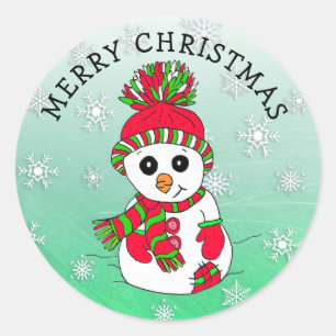 Sticker Rond Noël mignon de flocon de neige de bonhomme de