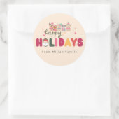 Sticker Rond Noël mignon famille chien moderne (Sac)