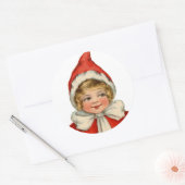 Sticker Rond Noël mignonne fille Elfe Vintage (Enveloppe)
