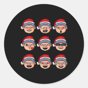 Sticker Rond Noël Mme Claus affronte Fun Boys Filles Enfants No