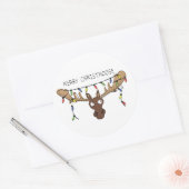 Sticker Rond Noël Moose mignonne drôle animal de vacances (Enveloppe)