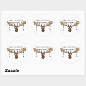 Sticker Rond Noël Moose mignonne drôle animal de vacances (Feuille)