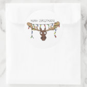 Sticker Rond Noël Moose mignonne drôle animal de vacances (Sac)