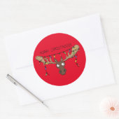 Sticker Rond Noël Moose mignonne drôle animal de vacances (Enveloppe)