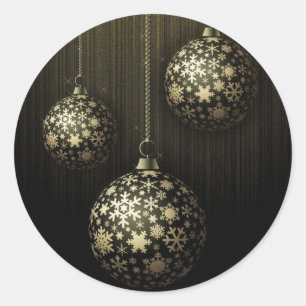 Sticker Rond Noël mystérieux - Ornements de flocon de neige dor