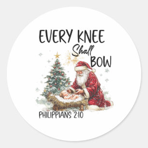 Sticker Rond Noël Nativité Chrétien Hommes Chaque Genou Devra