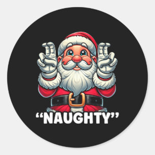 Sticker Rond Noël Nice Liste Père Noël Naughty Funny Noël