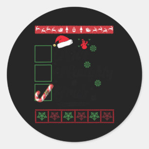 Sticker Rond Noël Nice Naughty Bruh Sucre de canne Noël Femmes