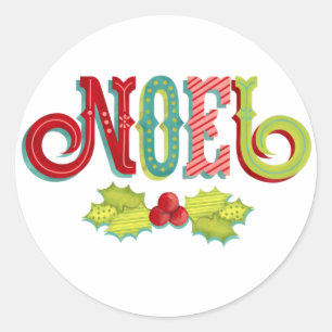 Sticker Rond Noel Noël coloré