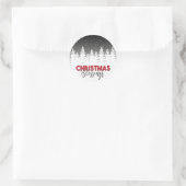 Sticker Rond Noël noir, blanc et rouge Bénédiction vacances (Sac)