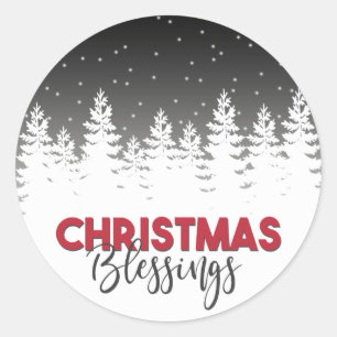 Sticker Rond Noël noir, blanc et rouge Bénédiction vacances
