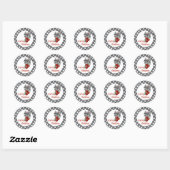 Sticker Rond Noël noir et blanc (Feuille)