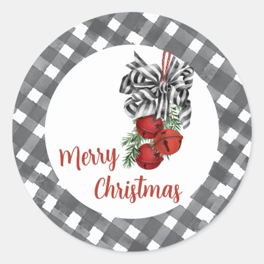 Sticker Rond Noël noir et blanc (Devant)