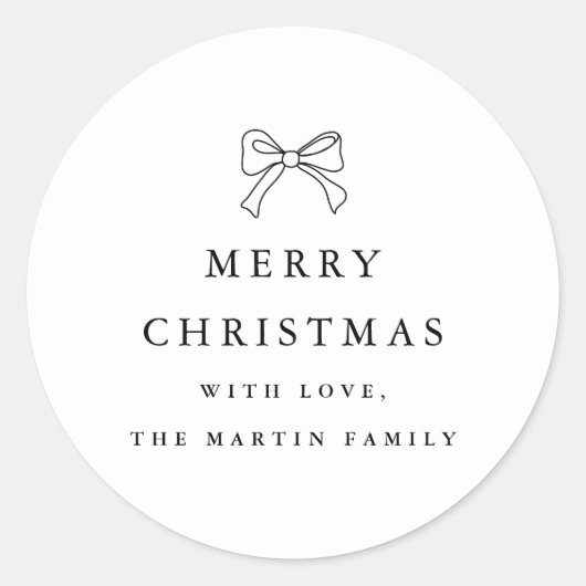 Sticker Rond Noël noir et blanc Fête personnalisée (Devant)