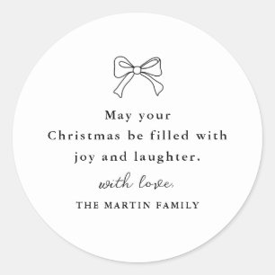 Sticker Rond Noël noir et blanc Fête personnalisée