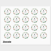 Sticker Rond Noël Noir et fleur (Feuille)