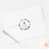 Sticker Rond Noël Noir et fleur (Enveloppe)
