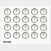 Sticker Rond Noël Noir et Or (Feuille)