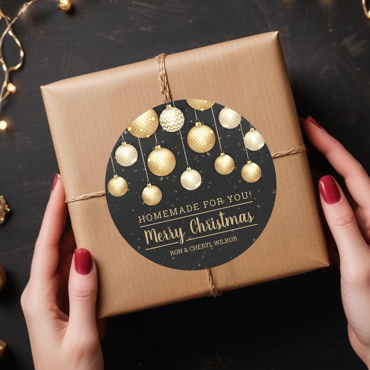 Sticker Rond Noël noir et or fait maison pour vous