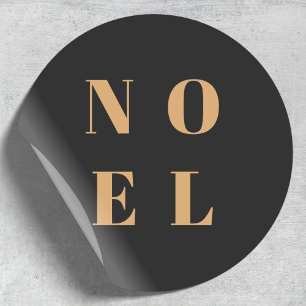 Sticker Rond Noel noir et or Noël tendance et élégant