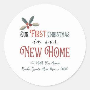 Sticker Rond Noël Nouveau domicile Changement d'adresse