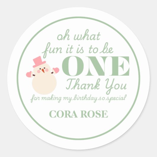 Sticker Rond Noël Oh Quel Amusant Premier Anniversaire (Devant)