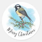 Sticker Rond Noël Oiseau Élégant (Devant)