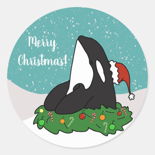 Sticker Rond Noël Orca (Devant)
