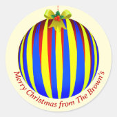 Sticker Rond Noël Ornemental rayé (Devant)