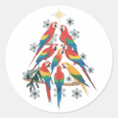 Sticker Rond Noël Parrot Tree Vacances Amateurs d'oiseaux Cadea (Devant)