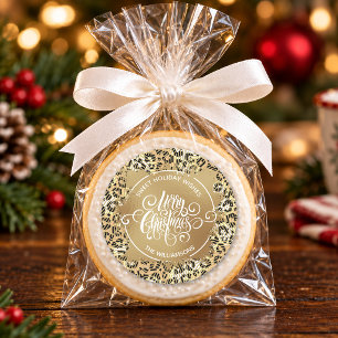 Sticker Rond Noël Pâtisserie Maison Fête Léopard