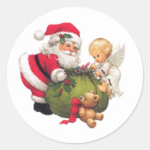 Sticker Rond Noël Père Noël Angel Holiday (Devant)