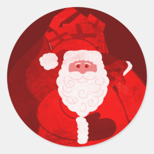 Sticker Rond Noël Père Noël avec l'autocollant rouge rond de