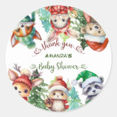 Sticker Rond Noël Père Noël Baby shower Merci (Devant)