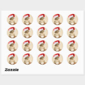 Sticker Rond Noël père Noël Cat (Feuille)