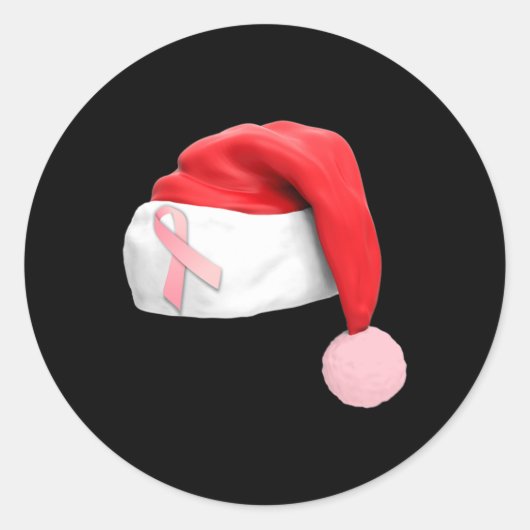 Sticker Rond Noël Père Noël Chapeau Cancer du sein Sensibilisat (Devant)