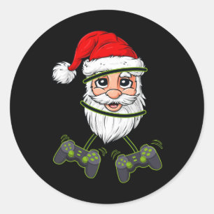 Sticker Rond Noël Père Noël Contrôleurs de jeu vidéo Garçons