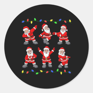 Sticker Rond Noël Père Noël Danser Arbre Lumières Garçons Enfan